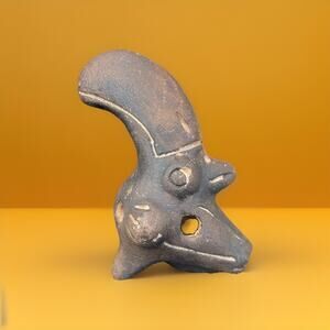 5 Hole Ocarina Flute Handmade Red Pottery Costa Rica Toucan Bird Whistle 4.5"H